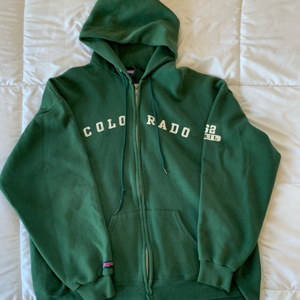vintage green jansport zip-up